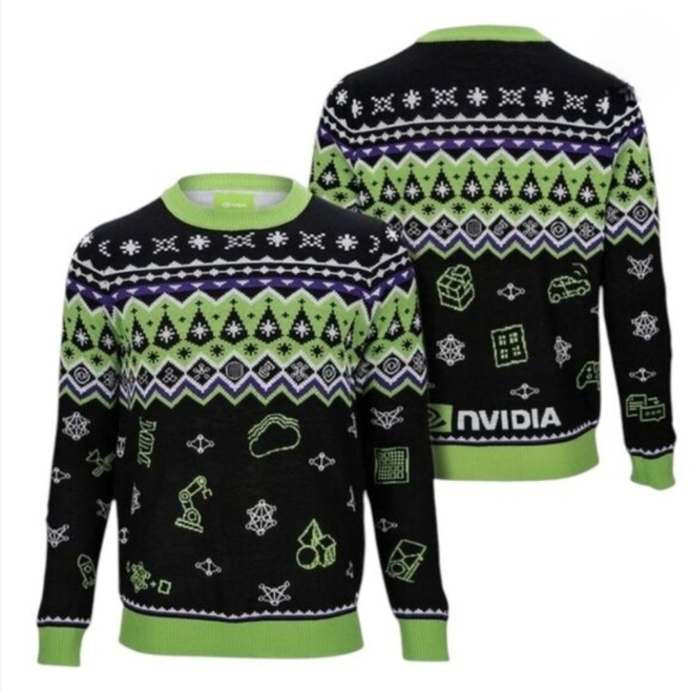 NWOT Limited Ed NVIDIA Holiday Sweater Ugly Christmas PC Gamer L Tipsy Elves